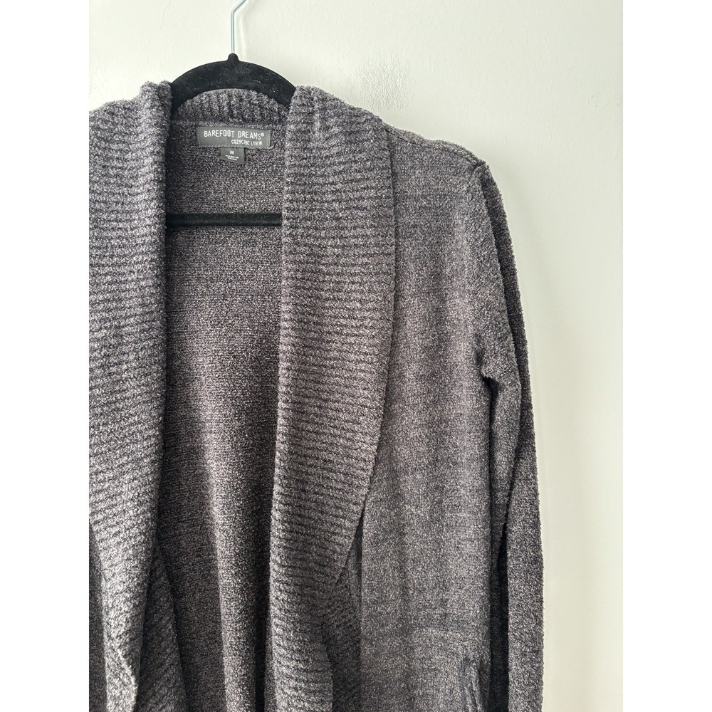 Barefoot Dreams Women's Sweater Cozychic Lite Circle Cardi‎ Wrap Grey Brown Sz M - Picture 3 of 10
